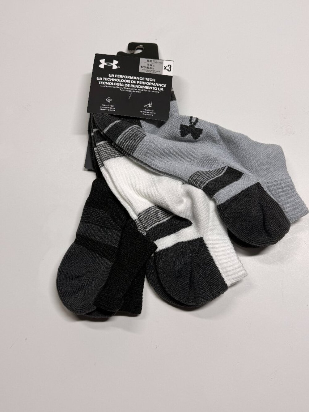 NWT - UA Under Armour Performance Tech No Show Socks - 3 Pack - XL
